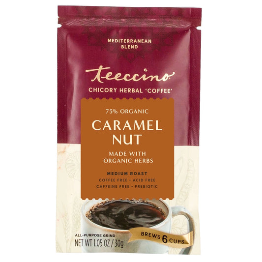 Caramel Nut Chicory Herbal Coffee – 75% Organic | Caffeine-Free | 30g Bag