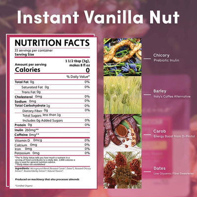 Instant Vanilla Nut Herbal Coffee – Caffeine-Free | Zero Calories