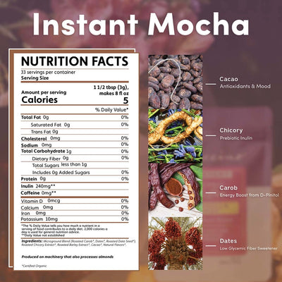 Instant Mocha Herbal Coffee – Caffeine-Free | Chocolatey & Lightly Sweetened