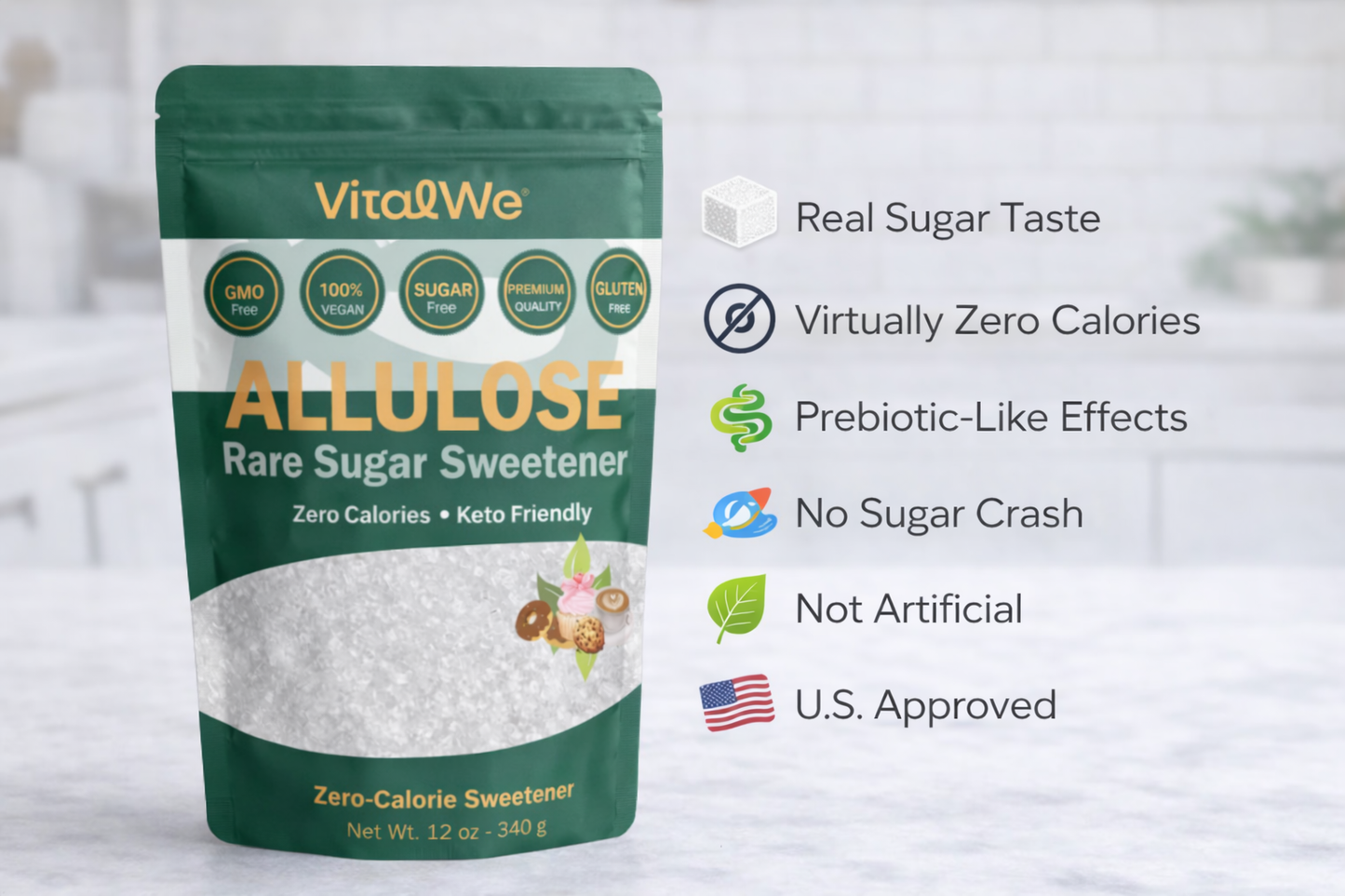 VitalWe Allulose Powder — Real Sugar Taste. Zero Calories.