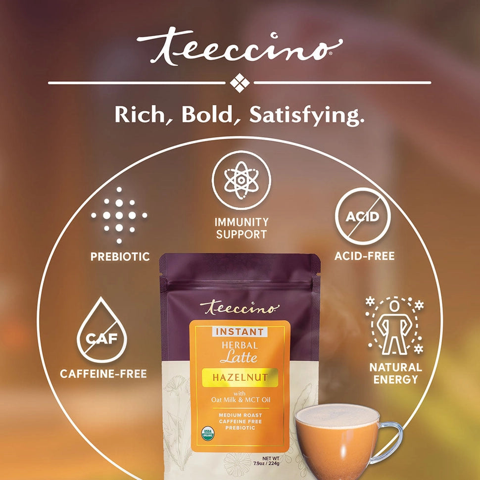 Instant Hazelnut Herbal Latte – Dairy-Free | Caffeine-Free