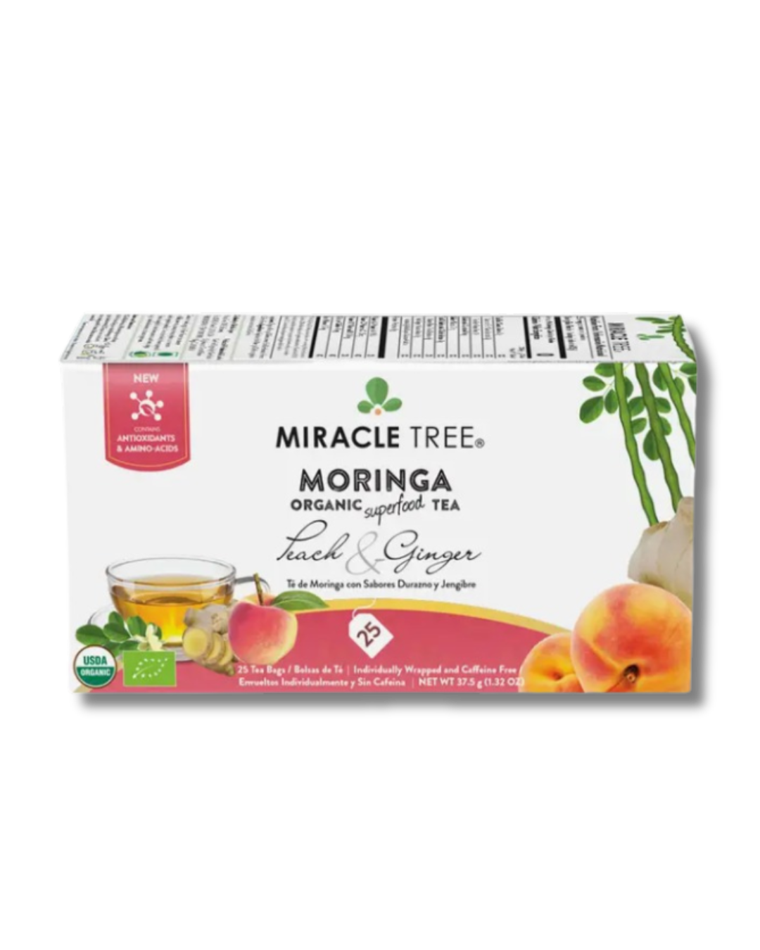 Organic Moringa Tea: Peach & Ginger